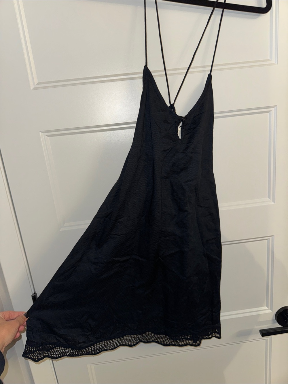 Volcom NWT Black Strappy Slip Dress with Crochet Hem